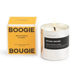 Mimosa Darling & Leather Fragranced Candle by Boogie Bougie
