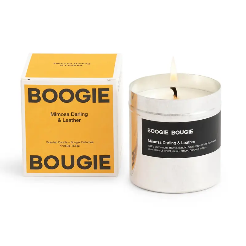 Mimosa Darling & Leather Fragranced Candle by Boogie Bougie