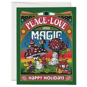 Peace Love Magic Christmas Greetings Card by Red Cap Cards