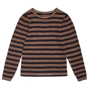 Pointelle Tee in Nutmeg Stripe by Little Cotton Clothes