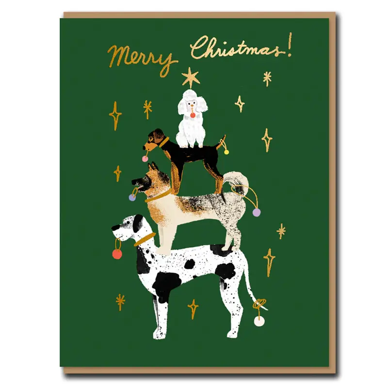 Pup Tree Christmas Greetings Card by Carolyn Suzuki for 1973