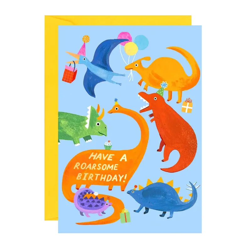 Roarsome Birthday Greetings Card by Ickaprint