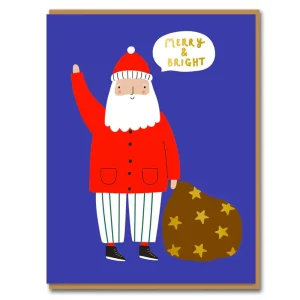 Santa Merry And Bright Christmas Greetings Card by Aless Baylis for 1973