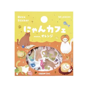 Cat Cafe Gold Foil Sticker Flakes by BGM Japan