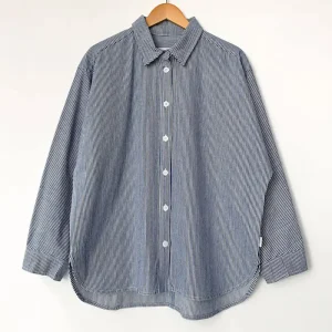 Owen Heavy Denim Shirt in Blue Stripe by Le Bon Shoppe