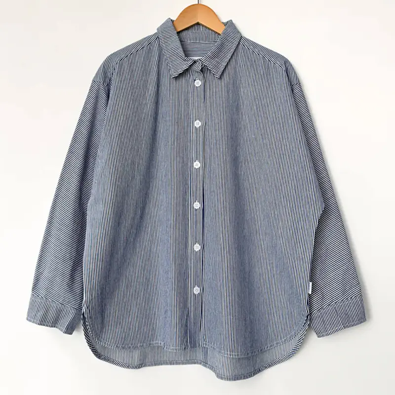 Owen Heavy Denim Shirt in Blue Stripe by Le Bon Shoppe