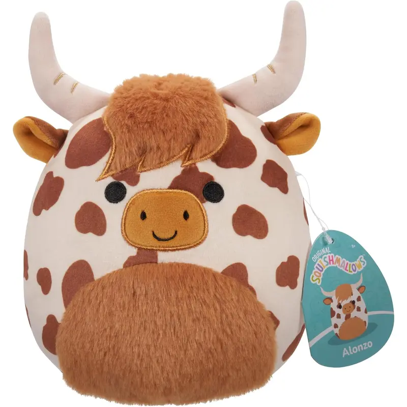 Squishmallows 8" Alonzo Brown & White Highland Cow