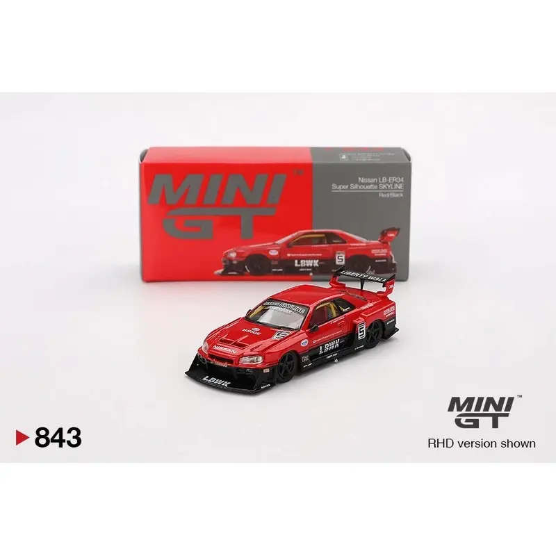 Mini GT Nissan LB-ER34 Super Silhouette Skyline Red/Black 1:64 Scale Die Cast Model