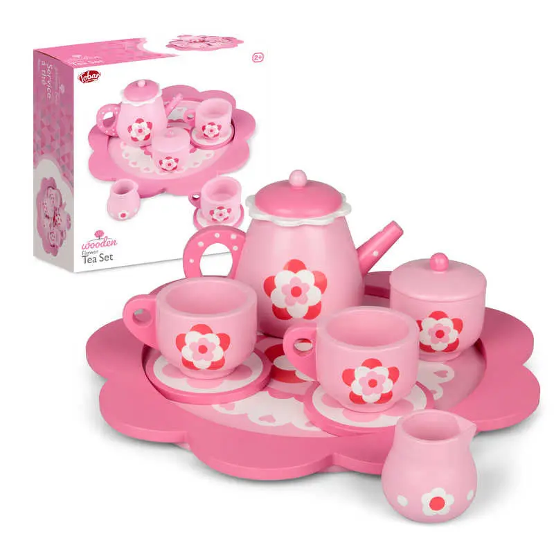 Wooden Flower Tea Set