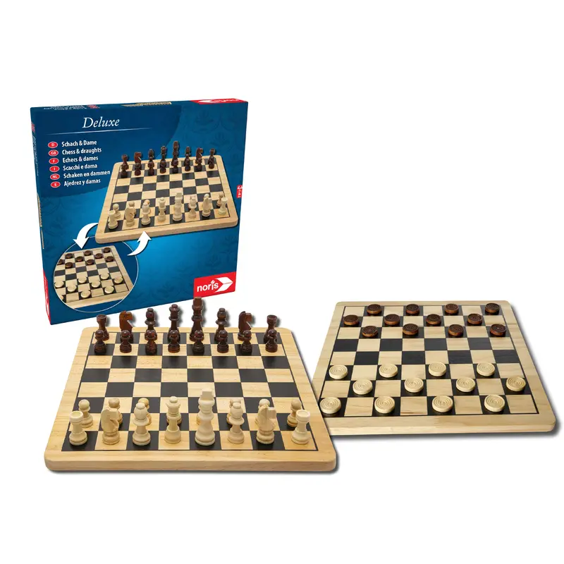 Delux Wooden Chess & Draughts Set