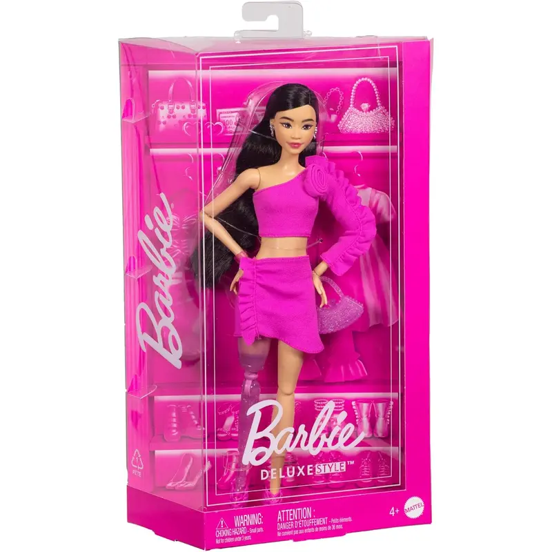 Barbie Deluxe Style #2 Doll in Pink Barbiecore Top And Skirt Set, Black Hair & Prosthetic Leg