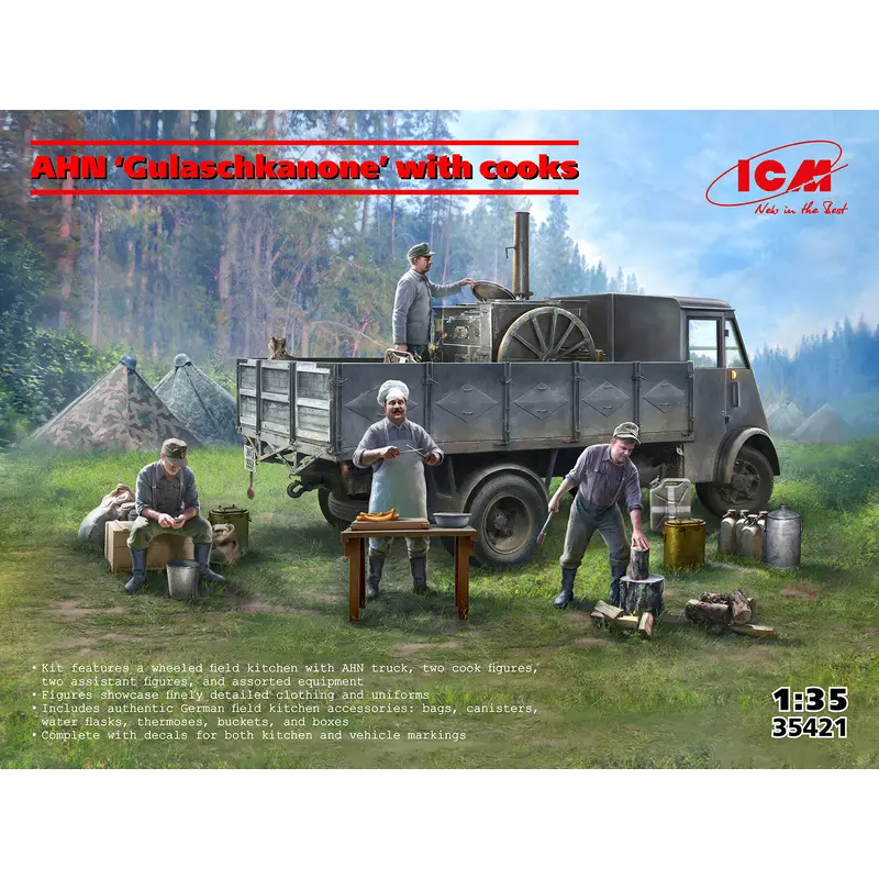 AHN German Mobile Kitchen with Cooks 1:35 Scale