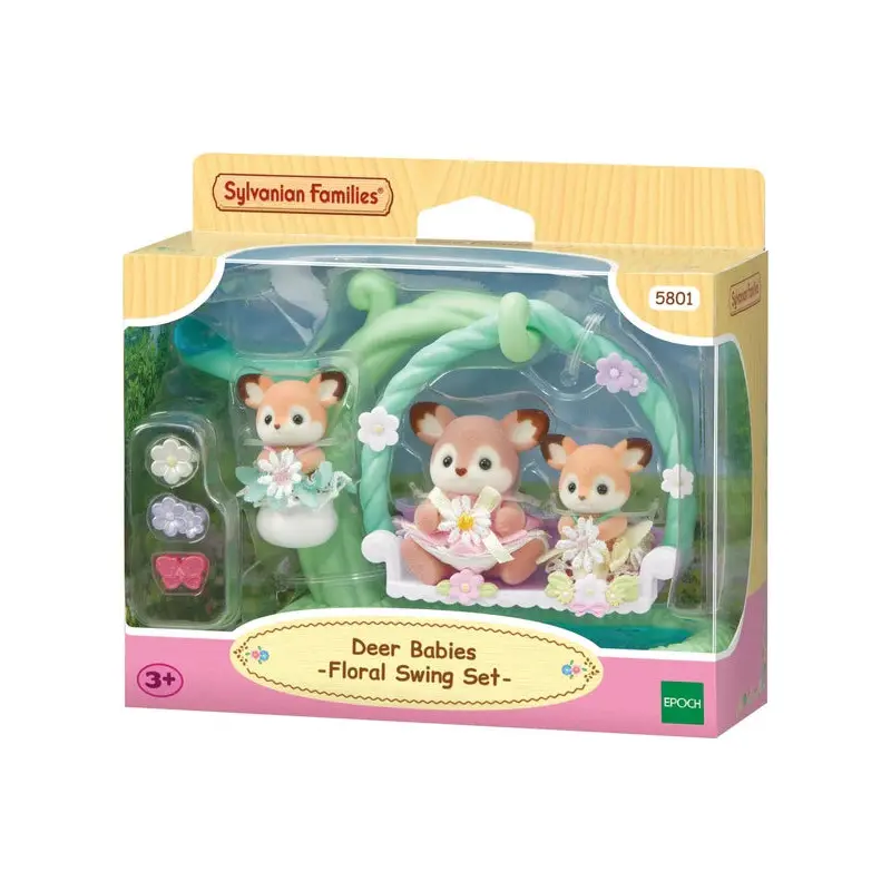 Sylvanian Deer Babies -Floral Swing Set