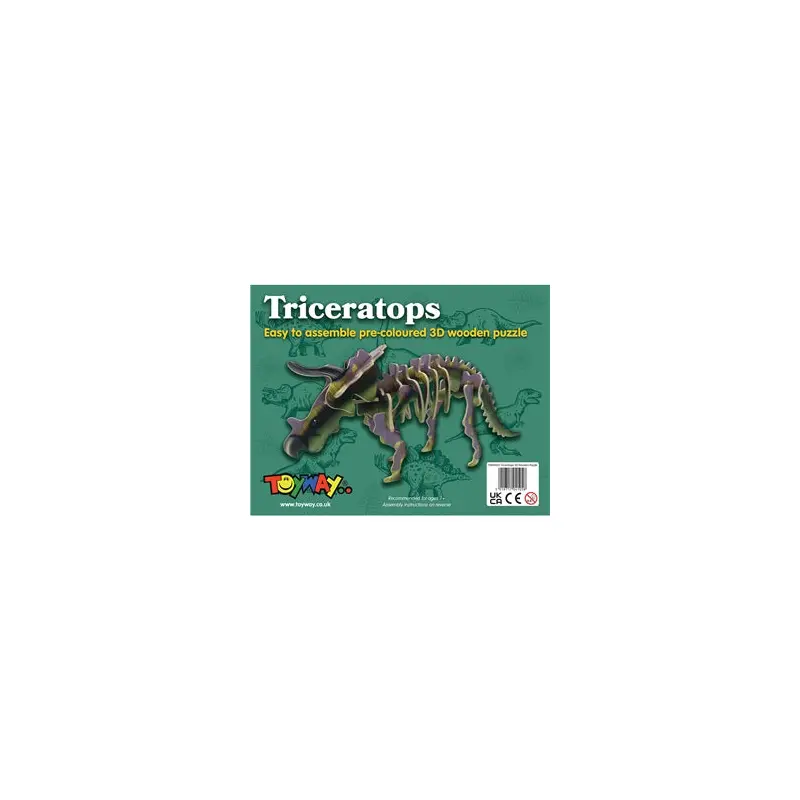 Easy to Assemble Triceratops 3D Wooden Puzzle