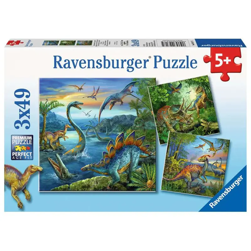 Dinosaur Fascination 3x49 Piece Jigsaw Puzzle