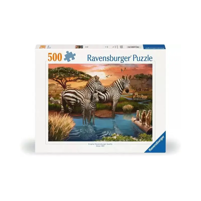 Zebras at the Waterhole 500 Piece Jigsaw Puzzle