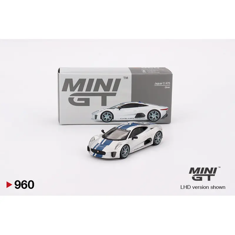 Mini GT Jaguar C-X75 Silver 1:64 Scale