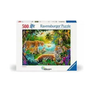 Tiger Family in the Oasis 500 Piece Jigsaw