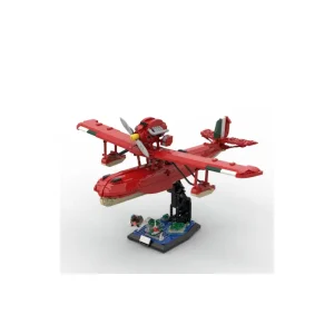 GOBRICKS MOC 172829 Porco Rosso Savoia S.21 Folgore + Stand