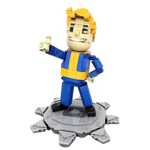 GOBRICKS MOC 179833 FALLOUT: Vault Boy posable desktop figurine with stand