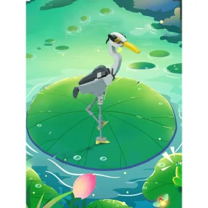 MOC-190229 Gray heron (Ardea cinerea) - Posable and elegant