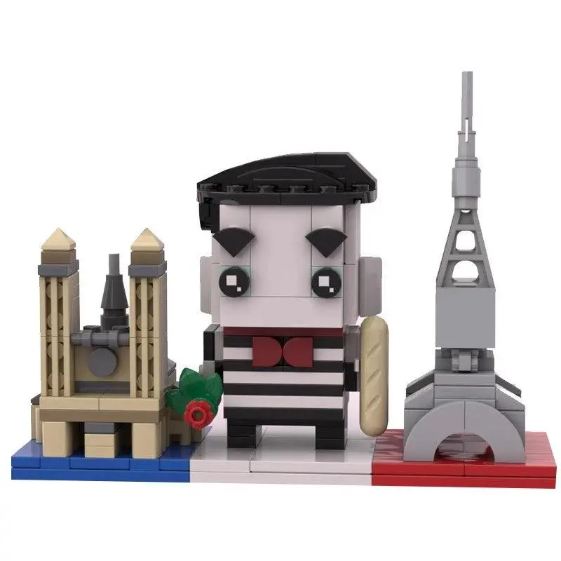 MOC-73310 France - Mime Player Eiffel Tower and Notre Dame