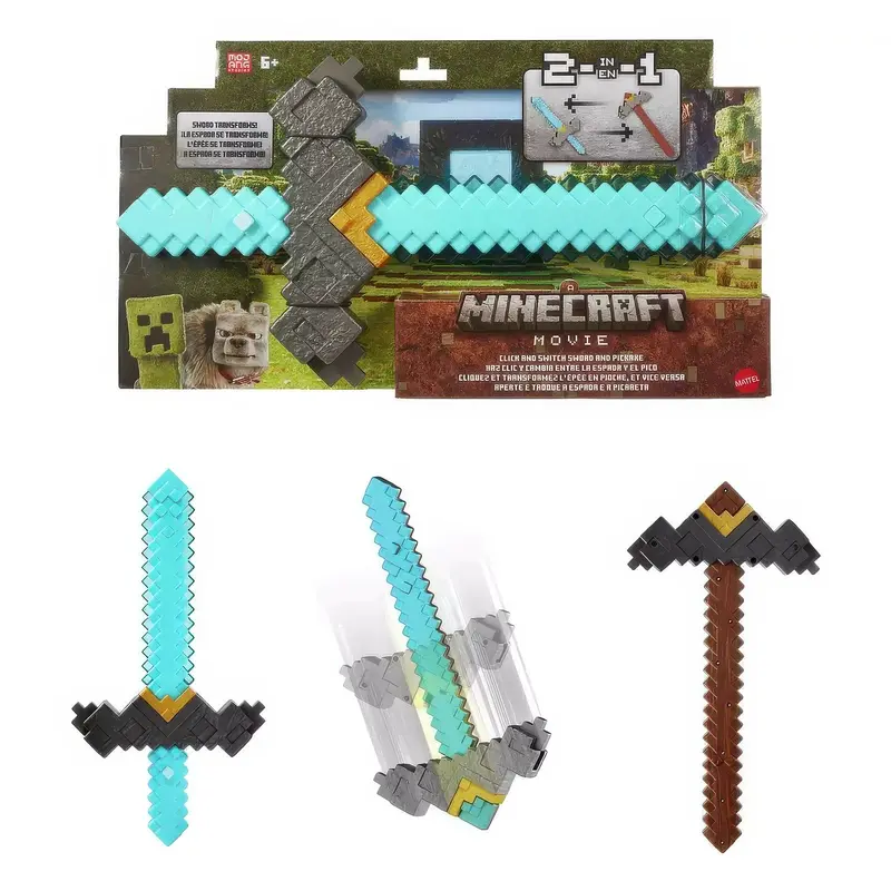 Minecraft Movie Switch Sword & Pickaxe 2in1 Roleplay Toy Set