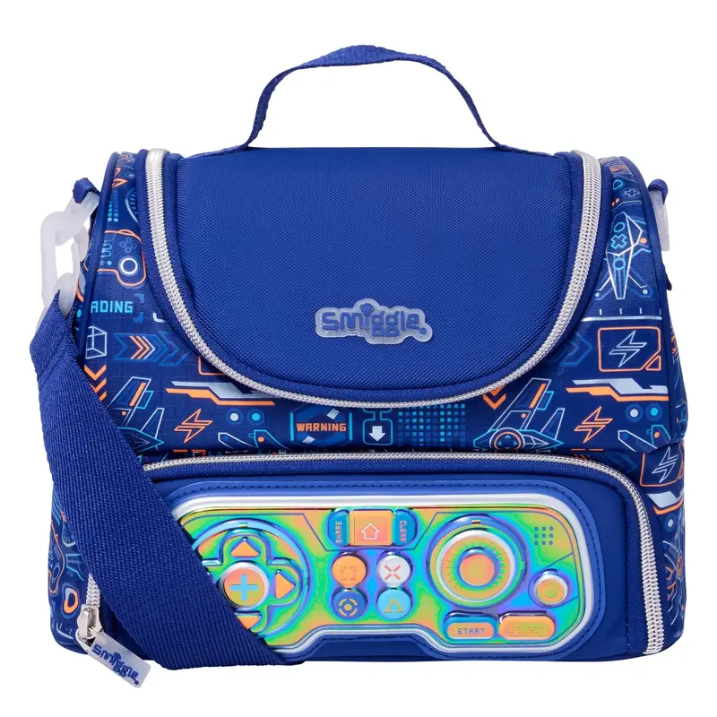 Smiggle Beta Double Decker Large Lunchbox with Strap - Navy