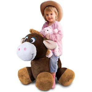 Inflate-a-mals Inflatable 20-inch Ride-on Horse Brown Soft Toy