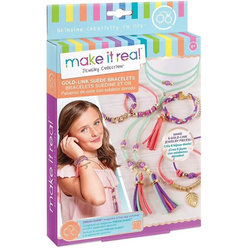Make It Real Gold Link Jewellery Suede Bracelet & Choker Making Kit Arts & Crafts