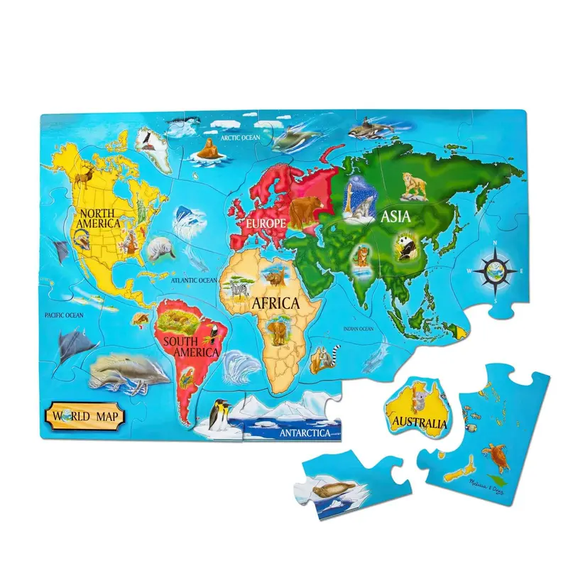 Melissa & Doug 10446 World Map Jumbo Jigsaw Floor Puzzle Puzzles