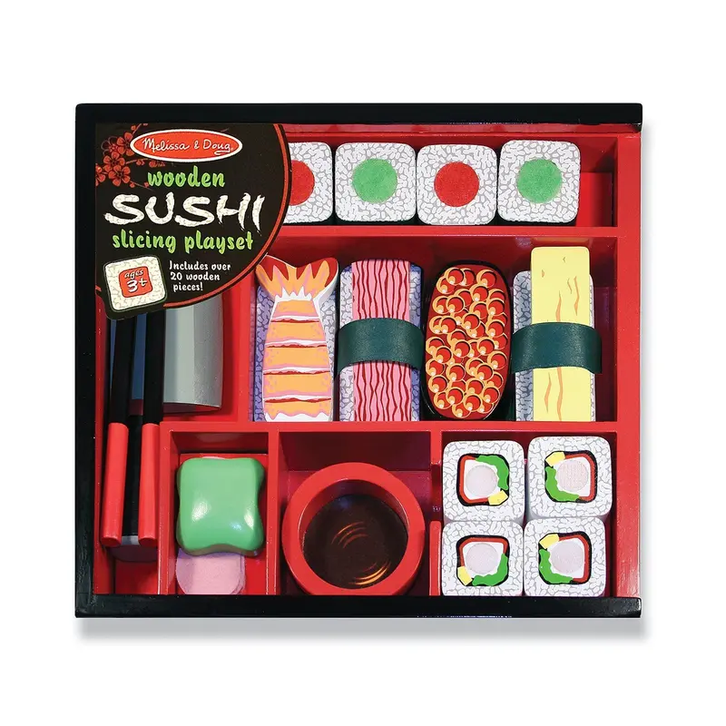 Melissa & Doug Sushi Slicing Wooden Play Food Set Playset
