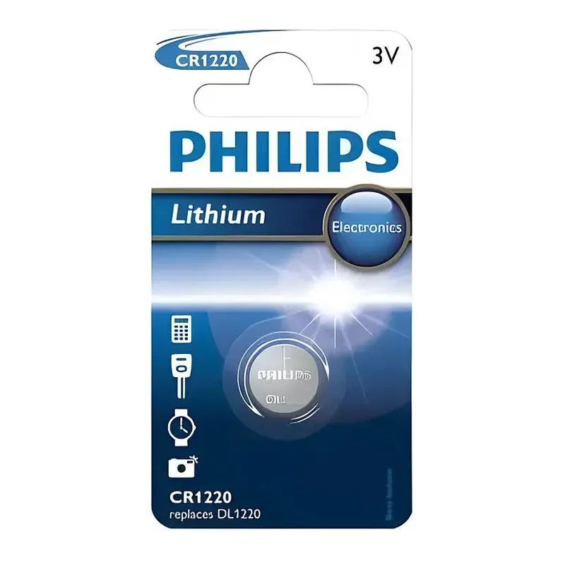 Philips Lithium 3v Coin Battery CR1220 Batteries
