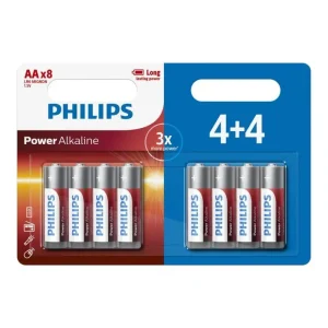 Philips Power Alkaline Type AA Batteries Pack of 8