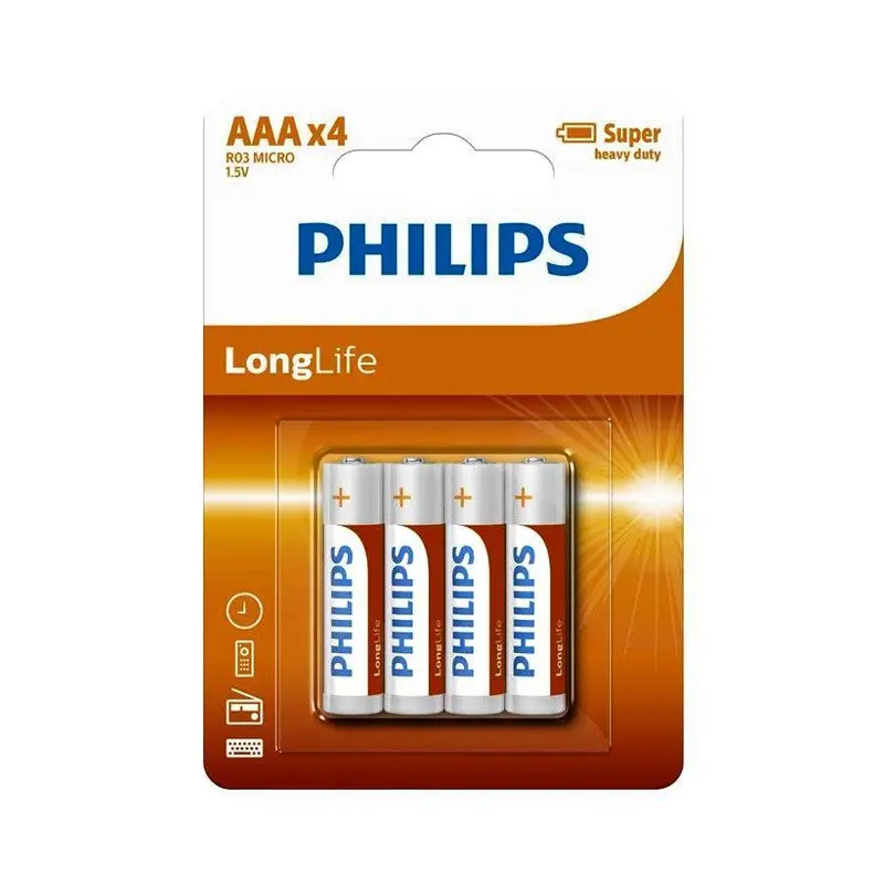 Philips Zinc Long Life Type AAA Batteries Pack of 4