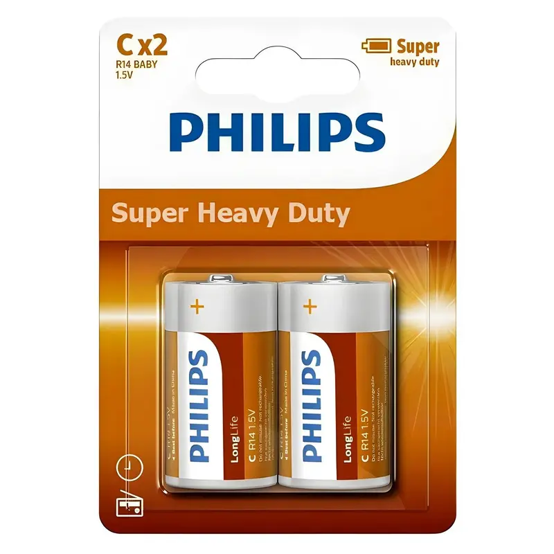 Philips Zinc Long Life Type C Batteries Pack of 2