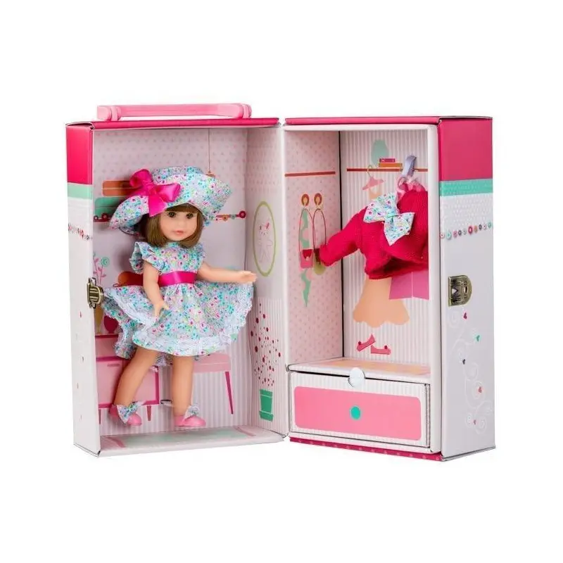 Berjuan Doll 1012 Irene Morena Cabinet and Dress 22cm, Pink Dolls