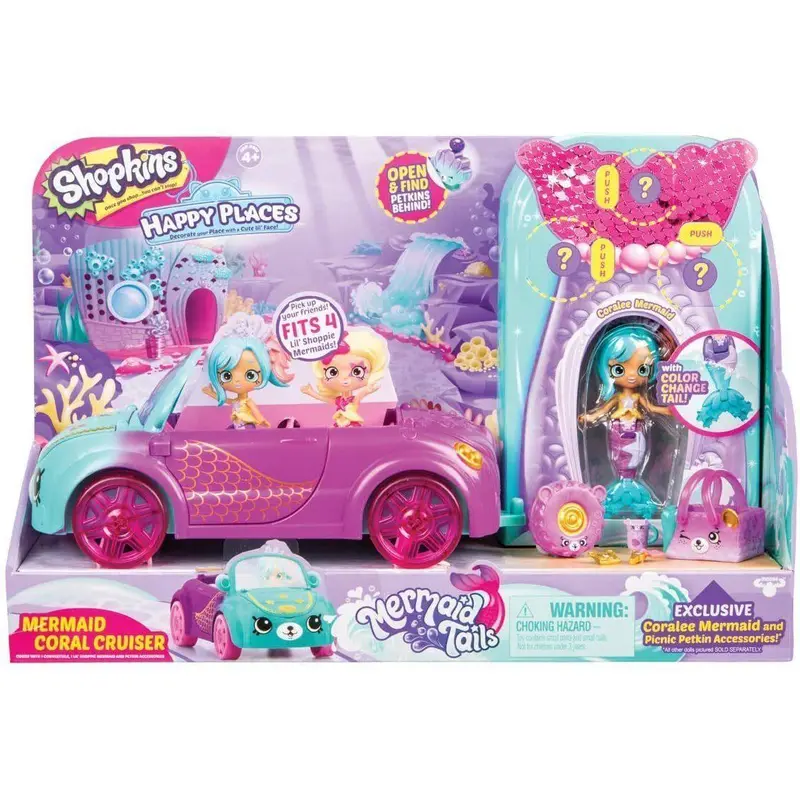 Shopkins Happy Places Mermaid Tails Coral Cruiser Playset Cars