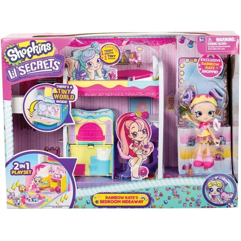 Shopkins Lil' Secrets Rainbow Kate's Bedroom Hideaway Dolls