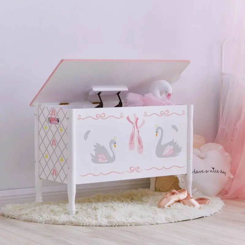 Teamson USA Swan Lake Ballerina Hand-painted Toy Chest Furniture