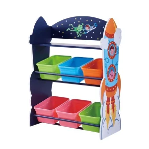 Teamson USA Td-12695a Outer Space Toy Organizer with Storage Bins Furniture