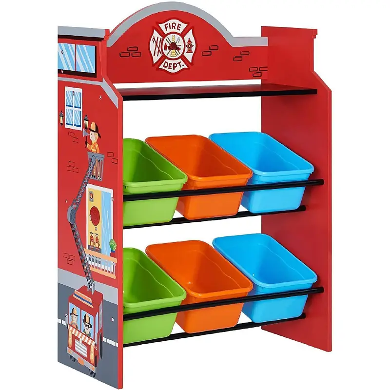 Teamson USA Td-13211a Little Firefighter Fantasy Fields Toy Organizer with Storage Bins Furniture