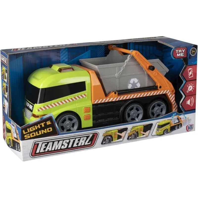 Teamsterz Large Light & Sound Skip Lorry - Green/orange Interactive