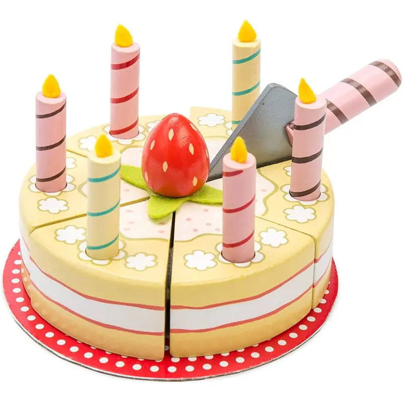 Le Toy Van Childrens Wooden Honeybake Vanilla Birthday Cake Pretend Play