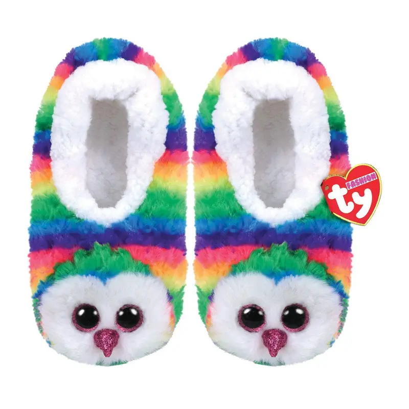 Ty Beanie Boo Slipper Socks - Owen Owl Rainbow