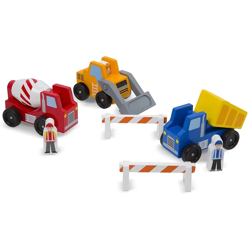 Melissa & Doug 10656 Classic Wooden Toy Construction Vehicle Set