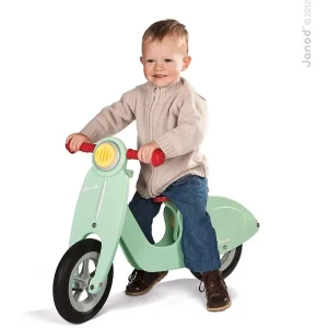 Janod Wooden Kids Scooter Mint - Balance Scooter with Vintage Retro Look