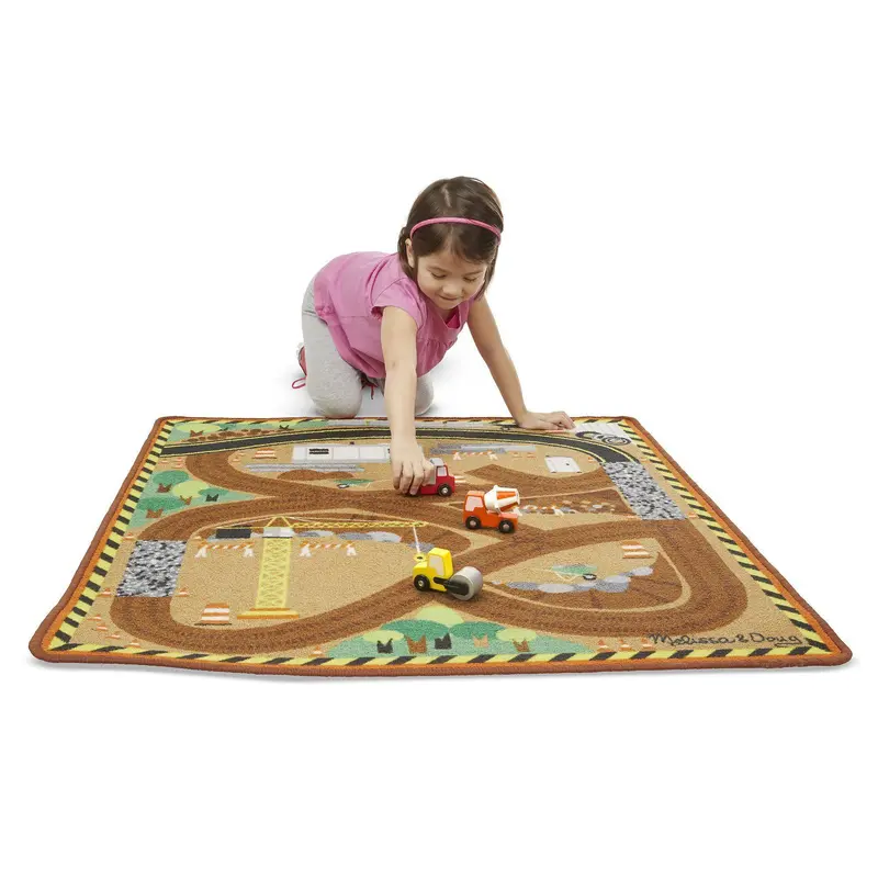 Melissa & Doug 19407 Round The Construction Zone Work Site Rug & Vehicle Set