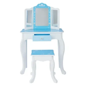 Teamson USA Td-11670o Fashion Snow Flake Prints Gisele Play Vanity Set Icy Blue and White