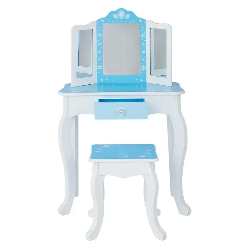 Teamson USA Td-11670o Fashion Snow Flake Prints Gisele Play Vanity Set Icy Blue and White